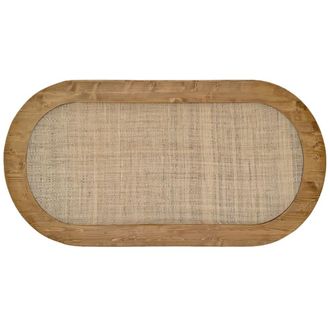 NATYAL Cabecero ovalado de madera con rafia marr&oacute;n para cama de 135cm roble