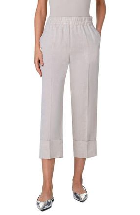 Akris Fafell Cuffed Straight Leg Crop Pants in Cashew at Nordstrom, Size 14