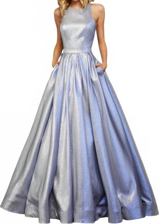 Sherri Hill High Halter Neckline Ball Gown In Lilac