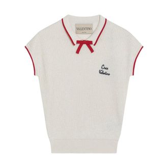 Valentino Garavani V-neck Knitwear, female, Beige, Size: M Chez Sweater