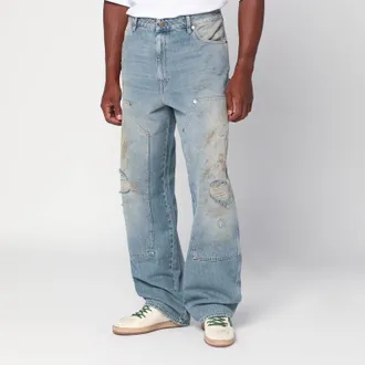 Golden Goose Light blue jeans with sand wash distressed effect