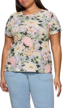 Sanctuary The Perfect T-Shirt in Spring Floral Blue at Nordstrom, Size 3X