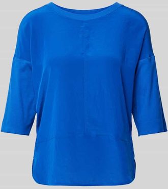 Marc Cain T-Shirt mit geripptem Rundhalsausschnitt in Royal, Größe 34