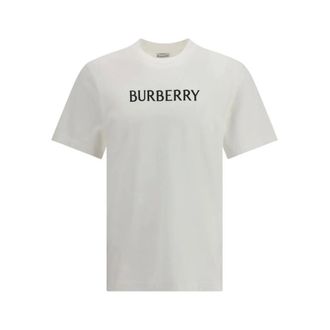 Burberry T-Shirts, male, White, Size: S Cotton Graphic Print T-Shirt