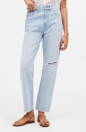 Madewell The Perfect Summer 90s Ripped High Waist Crop Straight Leg Jeans in Fitzgerald Wash at Nordstrom Rack, Size 24
