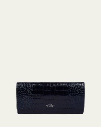 Smythson Marshall Mara Croc-Embossed Leather Travel Wallet