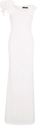 Vera Mont Kleedjes, Dames, Wit, L, Elegante Avondjurk met Volant-Plooien