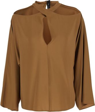 Federica Tosi Beige Blouse With Criss-crossed Neckline And Rear Keyhole Closure In Silk Blend Woman