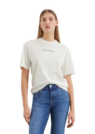 Marc O'Polo T-Shirt MARC OPOLO, Damen, Gr. M, weiss (cloudy wei&szlig;), Single Jersey, Obermaterial: 100% Baumwolle, regular fit, Rundhals, Shirts T-Shirt