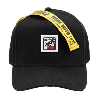 Dsquared2 Stitched Logo Baseball Cap Fibbia - unisex - Petten - Zwart - ONE Size - Katoen - Accessoires