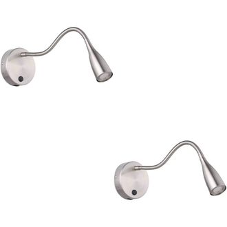 Loops 2 PACK Sleek Satin Nickel Wall Light - LED Indoor Lighting Fixture in Metallics