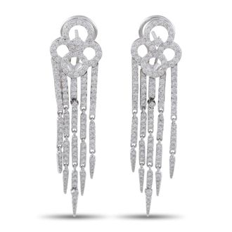 Luxury Bazaar 18K White Gold 3.20ct Diamond Dangle Earrings MF20-040826