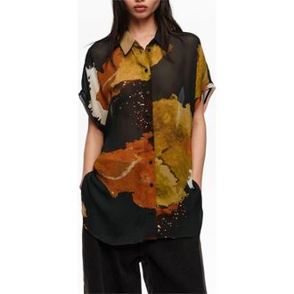 Bimba & Lola Blot Shirt With Flowing Sleeves in Blot Xl Black at Nordstrom, Size Xx-Small Eu