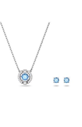 Swarovski Una Stud Earrings & Necklace Set in Blue at Nordstrom
