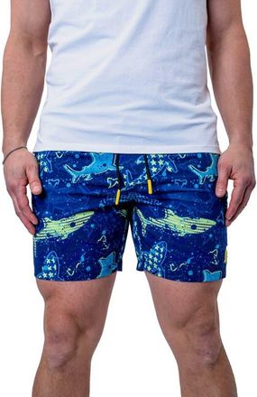 Maceoo Lion Shark Blue Swim Trunks at Nordstrom, Size X-Large