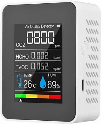 OEM Detector De Gas Cinco En Uno Con Pantalla Digital Lcd A Color, Detector De Di&oacute;xido De Carbono (bater&iacute;a Incorporada), Blanco (aleatorio Con Orificios A