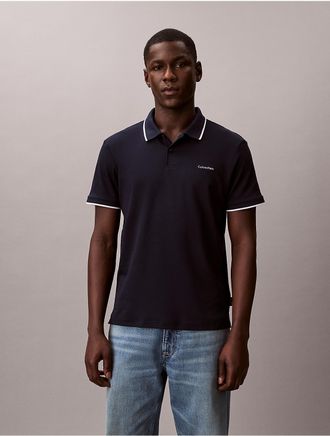 Calvin Klein Mens Liquid Touch Tipped Polo Shirt - Blue - XL
