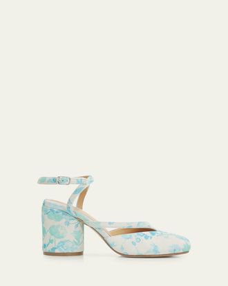 Maison Margiela 80mm Floral-Printed Suede Split-Toe Pumps