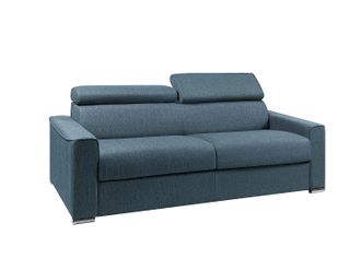 Vente-Unique Vente-unique - Divano Letto 4 Posti Ribalta Doghe Larghe Memory Foam - Letto: 160 Cm X 22 Cm Tessuto Blu - Vizir