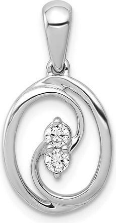 Diamond2Deal 14k White Gold Polished 1/8 carat Diamond Oval Pendant