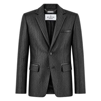 Philipp Plein Leren Blazer - Heren - Jassen - Zwart - Maat: M Leer