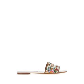 Dolce & Gabbana Sliders, female, Multicolor, Size: 8 US Leather Embroidered Floral Slides