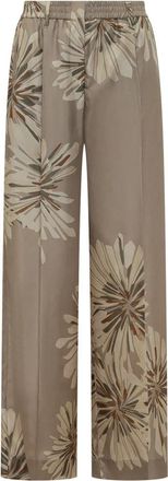 Brunello Cucinelli Bloom Print Pongee Broek - Dames - Wijde Broeken - Groen - L - Broeken