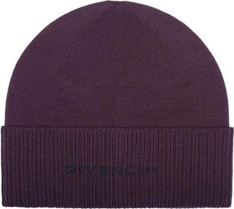 Givenchy Logo Wool Beanie - Heren - Hoeden - Paars - ONE Size - Wol - Accessoires