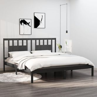 vidaXL Estructura De Cama De Madera Maciza De Pino Gris 200x200 Cm Vidaxl