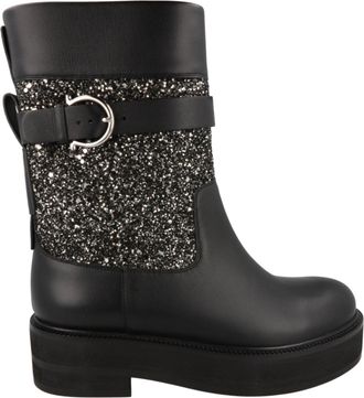 Ferragamo Ean Glitter Ankle Boots