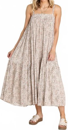 Hem & Thread Aztec Maxi Tiered Sun Dress In Grey