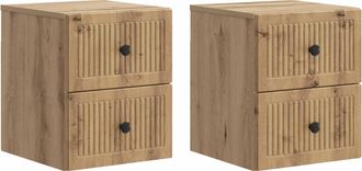 vidaXL Mesita De Noche De Pared 2 Uds. Roble Artisan 33 X 34,5 X 40 Cm Vidaxl