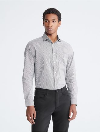 Calvin Klein Calvin Klein Mens Steel Slim Fit Stripe Button-Down Shirt - Black - 14H/323