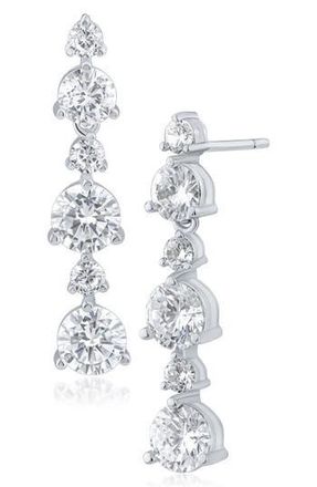 Kenneth Jay Lane Alternating Cubic Zirconia Linear Drop Earrings in Clear/Silver at Nordstrom Rack