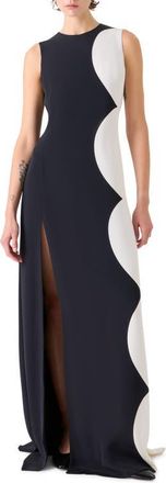 Akris Cloud Silk Gown in Black-Ecru at Nordstrom, Size 12