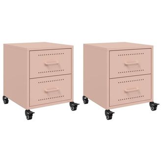Berkfield Home Bedside Cabinets 2 pcs Pink 36x39x43.5 cm Steel