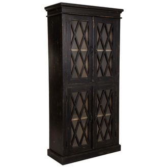 Wanderlust Deco Vitrina de madera y cristal artesanal negro 90x40x183