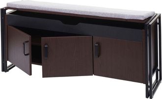 Hhg non utilizzato] Panca panchina da interni 110cm 159 metallo legno mdf colore marrone scuro