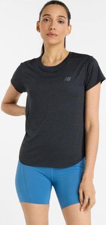 New Balance Mujer Sport Core Heather T-Shirt en Negro, Poly Knit, Talla 2XL