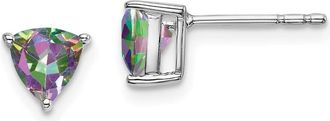 Diamond2Deal 14k White Gold Trillion Mystic Fire Topaz Earrings