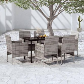 vidaXL Vidaxl - Juego De Comedor De Jard&iacute;n 7 Piezas Con Cojines Gris Y Negro