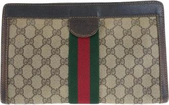 Gucci Pre-owned Clutches, female, Beige, Size: ONE SIZE Pre-owned Canvas Clutch