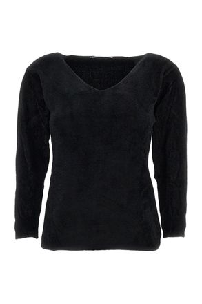 Live V-Neck Top With 3/4 Sleeves In Soft Stretch Fabric