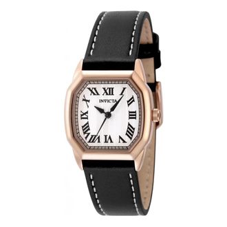 Invicta Wildflower Rond Horloge - Dames - Horloges - Zwart - ONE Size - Leer - Accessoires