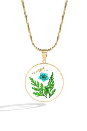 Mint & Lily Pressed Birth Flower Necklace in Gold-Tone /December Narcissus at Nordstrom