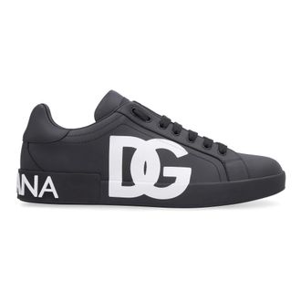 Dolce & Gabbana Sneakers, male, Black, Size: 12 US Portofino leather sneakers