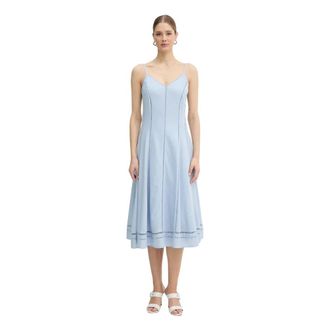 Karl Lagerfeld Cut-out Borduurjurk - Dames - Casual kleedjes - Blauw - M - Katoen - Kleedjes