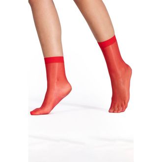Lechery 2-Pack Lustrous Silky Sheer Crew Socks in Red at Nordstrom