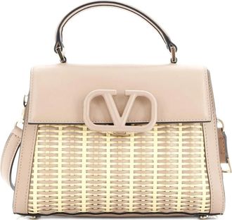 Valentino Garavani VSling leren rieten schoudertas met handvat - Bruin