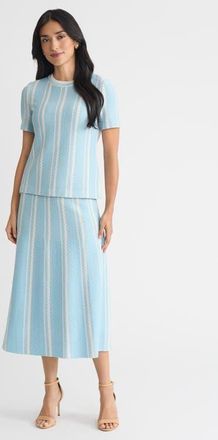 Ming Wang Roadmap Pattern Soft Knit Top in Serene/limestone/white at Nordstrom, Size X-Large P